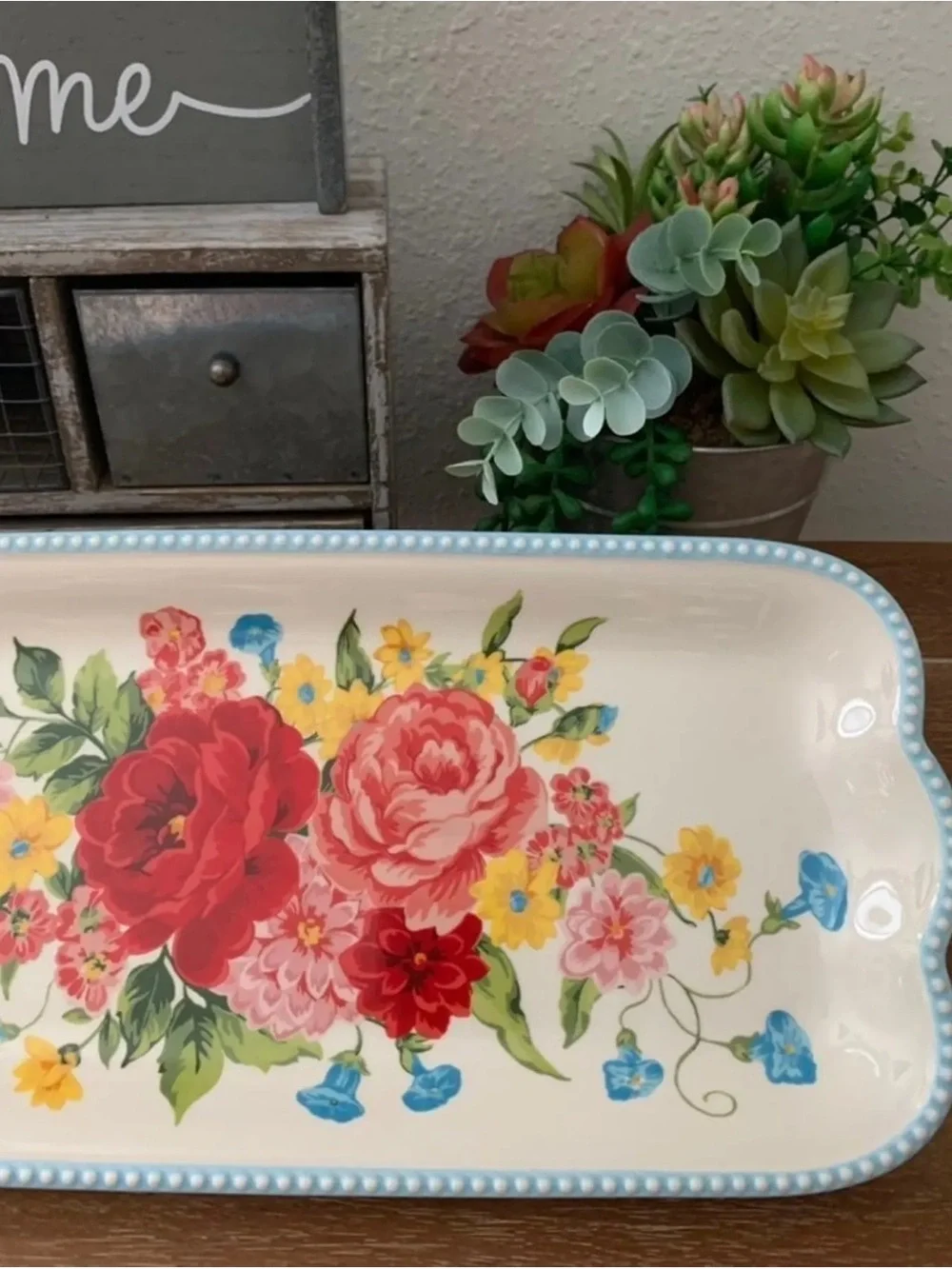 New Pioneer Woman Sweet Rose Ceramic Tray